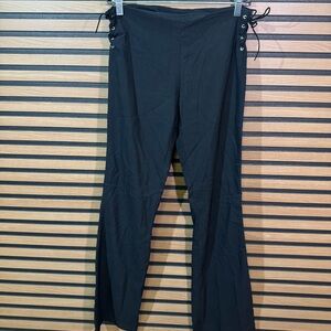 K-Scion Black Lace-Up Side Flare Pants
